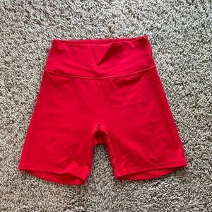 Women's Red High-Waisted Biker Shorts